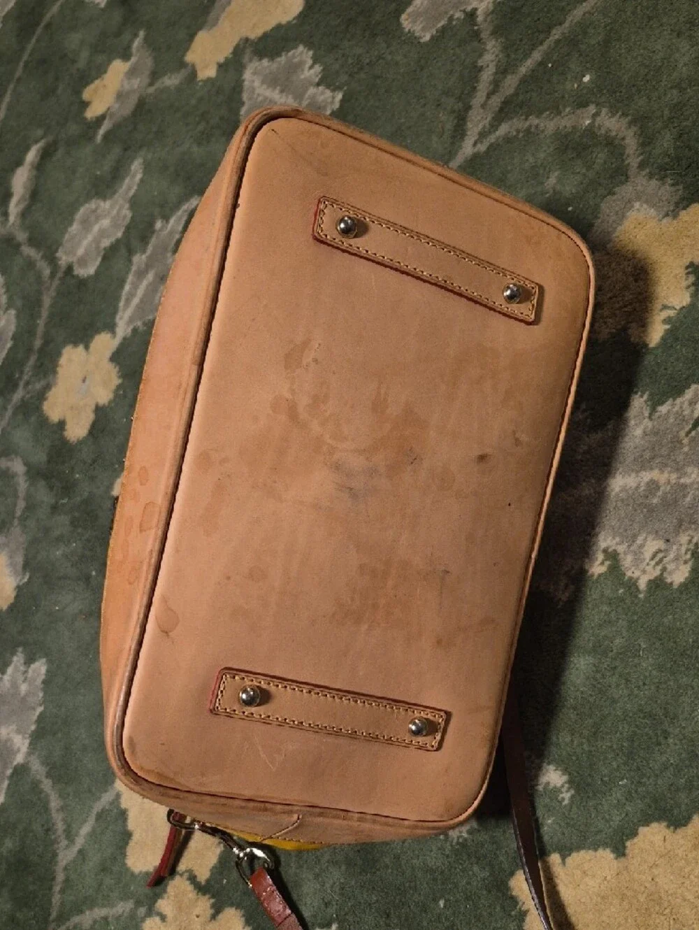 Dooney & Bourke Yellow Leather-Trim Satchel with Tan Handles - Picture 5 of 12